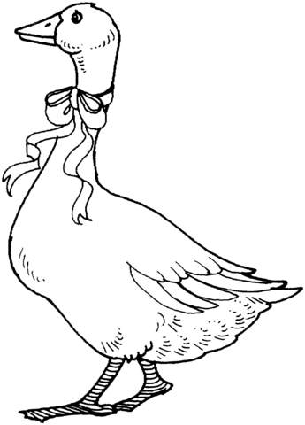 Goose With Ribbon Coloring Page